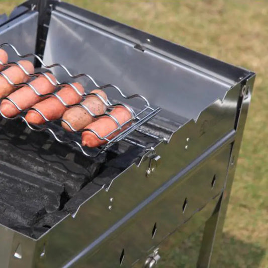 Grille barbecue inox pour saucisses – Accessoire de cuisson portable idéal camping et pique-nique