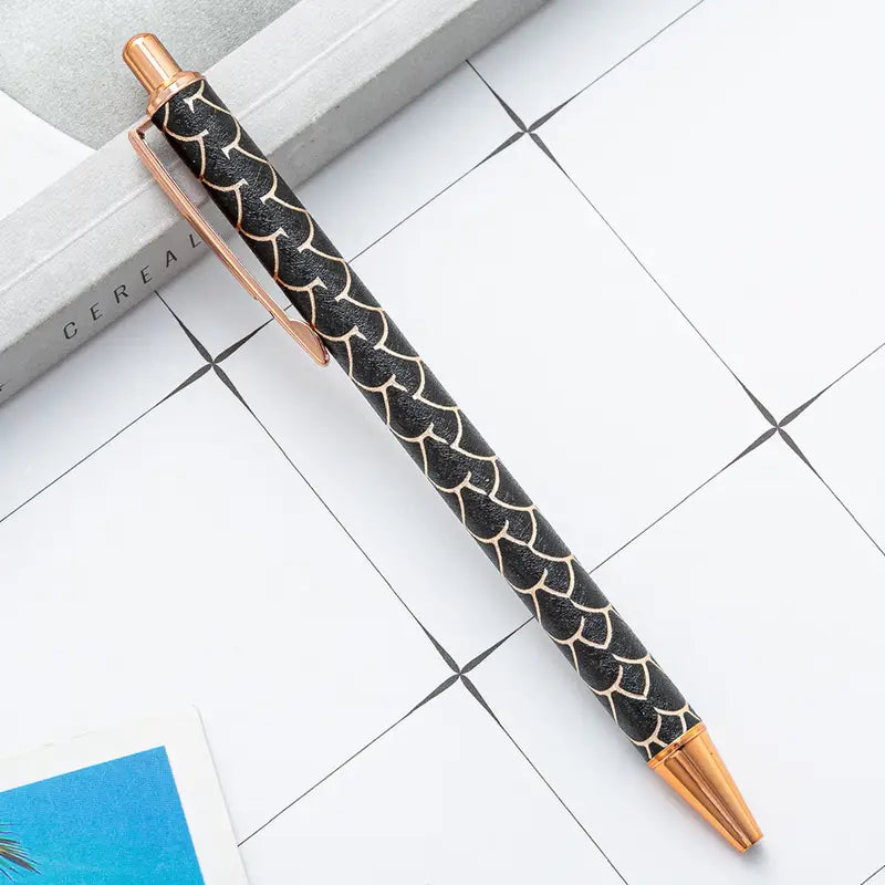 Stylos à Bille Motifs Écailles Métalliques – Set d’Outils d’Écriture Créatifs pour Scrapbooking et Papeterie DIY