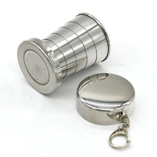 Gobelet pliable en acier inoxydable avec porte-clés – Tasse de voyage compacte pour Camping et Randonnée