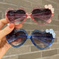 Lunettes de soleil enfants cœur paillettes avec fleurs – Mode fille été, protection UV