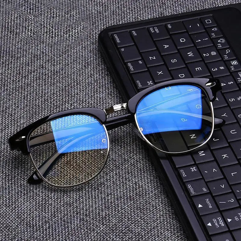 Lunettes de vue femme rétro – Monture demi-cerclée noire et argent élégante