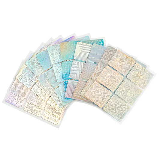 Stickers Pochoirs Ongles Autocollants – 12/24 Feuilles Motifs Géométriques et Fantaisie pour Nail Art DIY Facile