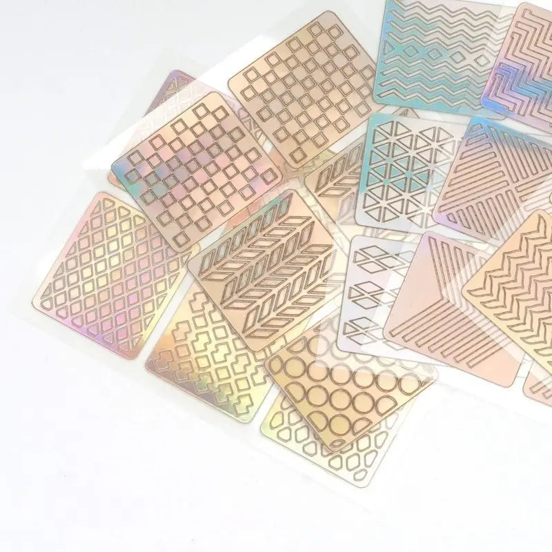 Stickers Pochoirs Ongles Autocollants – 12/24 Feuilles Motifs Géométriques et Fantaisie pour Nail Art DIY Facile