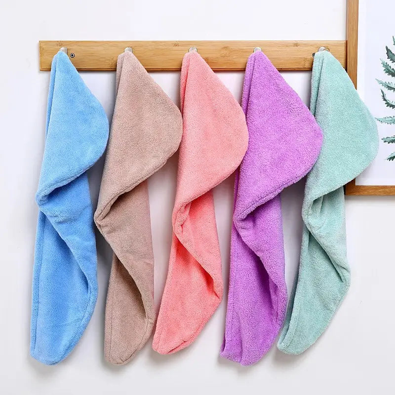 Serviettes à Cheveux en Microfibre Ultra-Absorbantes – Séchage Rapide Sans Chaleur – Lot de 5 Coloris Doux