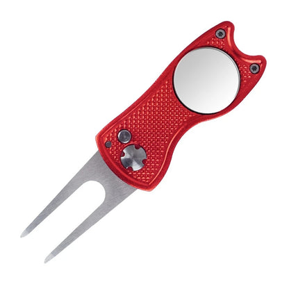Fourchette de Golf Rétractable avec Marqueur Aimanté, coloris Rouge