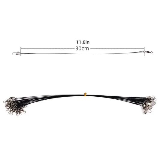 Bas de ligne acier 30 cm avec émerillon – Accessoire résistant anti-morsure pour pêche carnassie