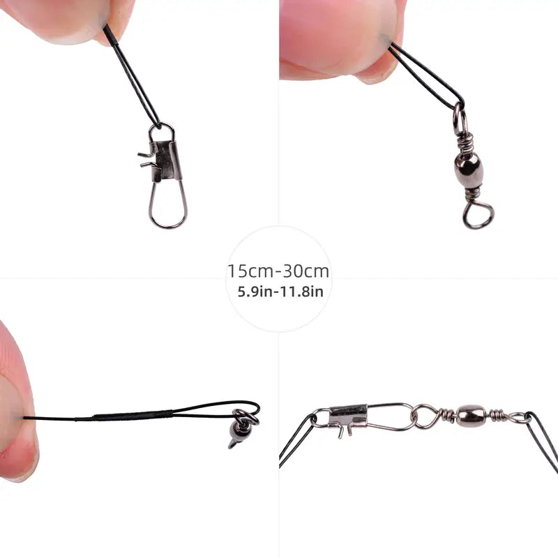 Bas de ligne acier 30 cm avec émerillon – Accessoire résistant anti-morsure pour pêche carnassie