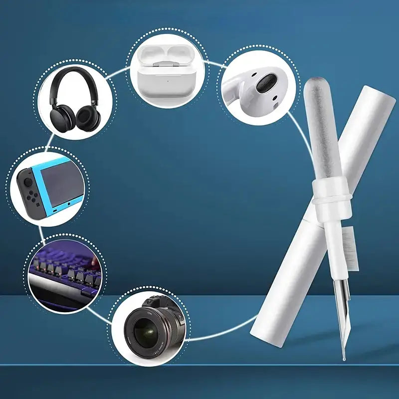 Stylo de Nettoyage 3-en-1 pour Écouteurs et Boîtiers – Brosse, Pointe et Chiffon pour AirPods et Casques Sans Fil