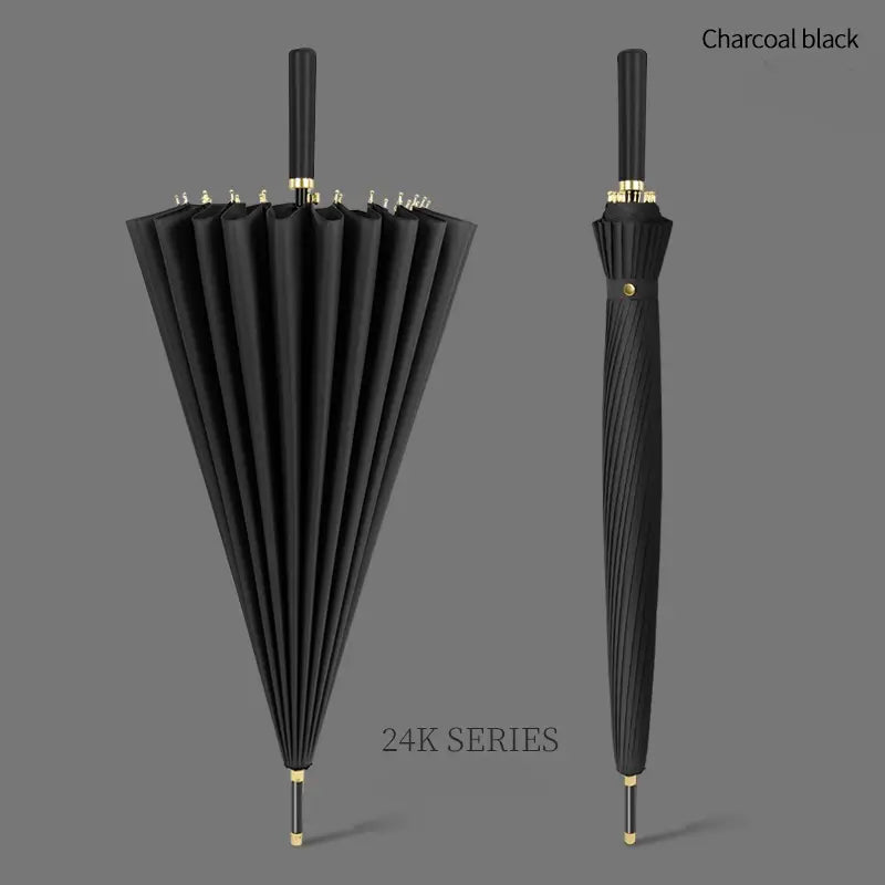Parapluie noir anti-vent grande taille Élégant, coloris Noir classique