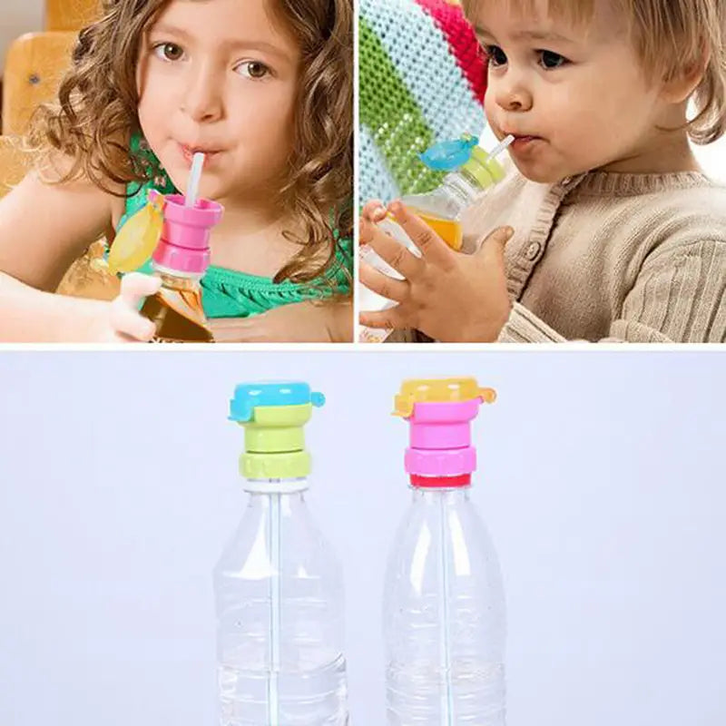Bouchon Adaptateur Universel avec Paille Réutilisable, Couvercle Coloré Bleu ou Jaune, Pratique et Étanche pour Biberon et Gourde