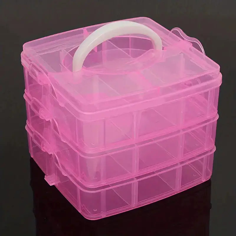 Boîte de Rangement Transparent à 3 Niveaux avec Compartiments – Organiseur Pratique pour Perles, Bijoux et Accessoires
