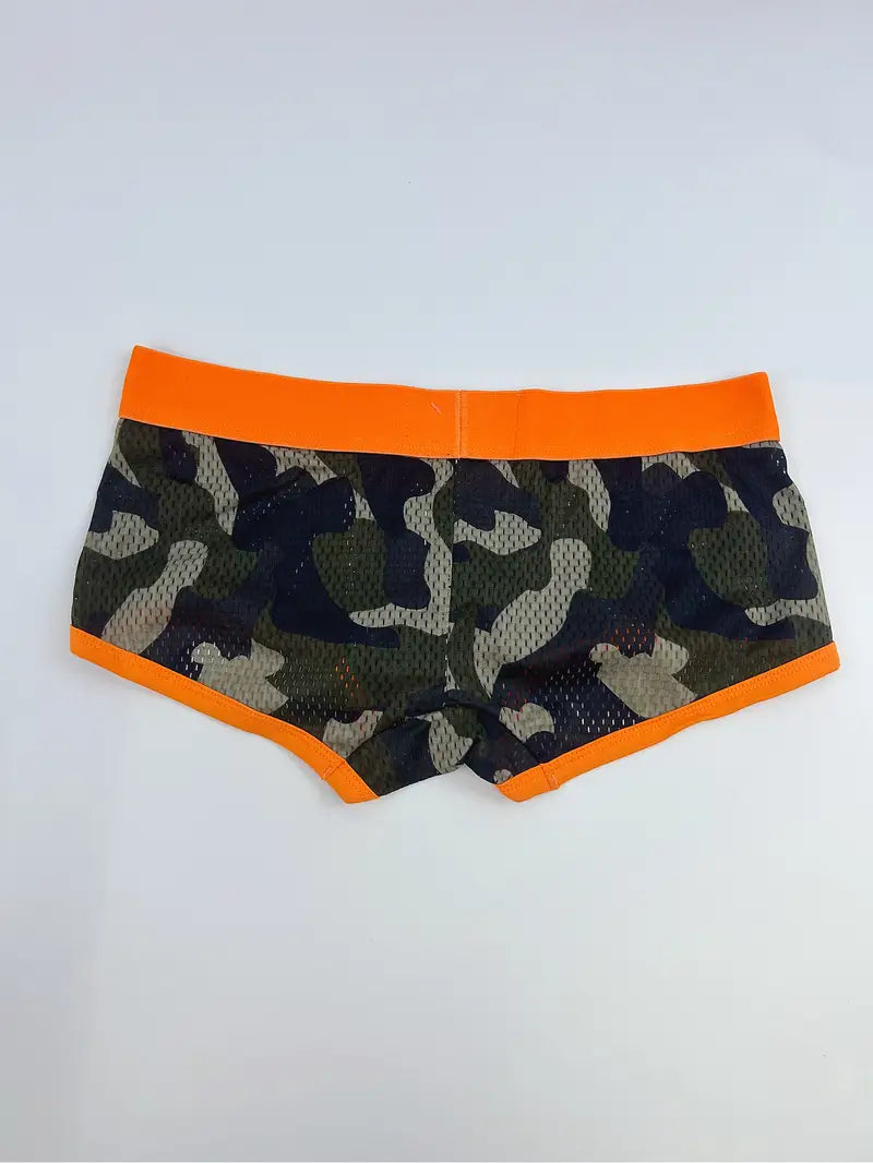 Boxer sexy homme camouflage – Sous-vêtement moulant respirant avec ceinture tendance