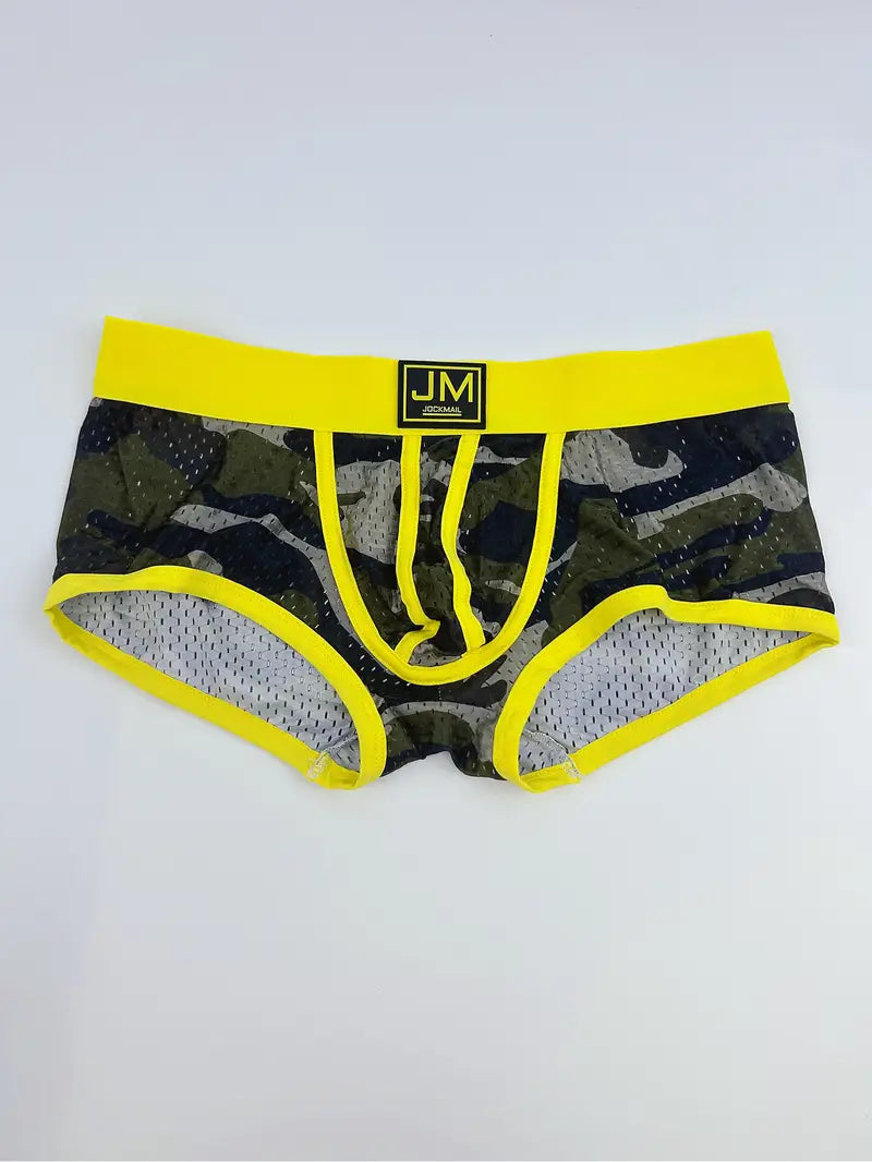 Boxer sexy homme camouflage – Sous-vêtement moulant respirant avec ceinture tendance