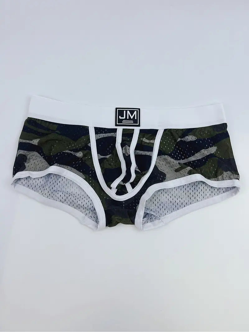 Boxer sexy homme camouflage – Sous-vêtement moulant respirant avec ceinture tendance