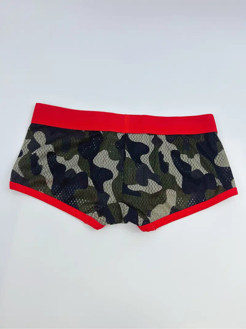 Boxer sexy homme camouflage – Sous-vêtement moulant respirant avec ceinture tendance