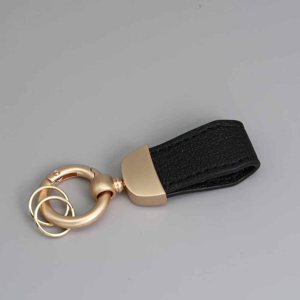 Porte-Clés Élégant en Simili Cuir – Anneau Doré Minimaliste pour Clés de Voiture ou Sac à Main