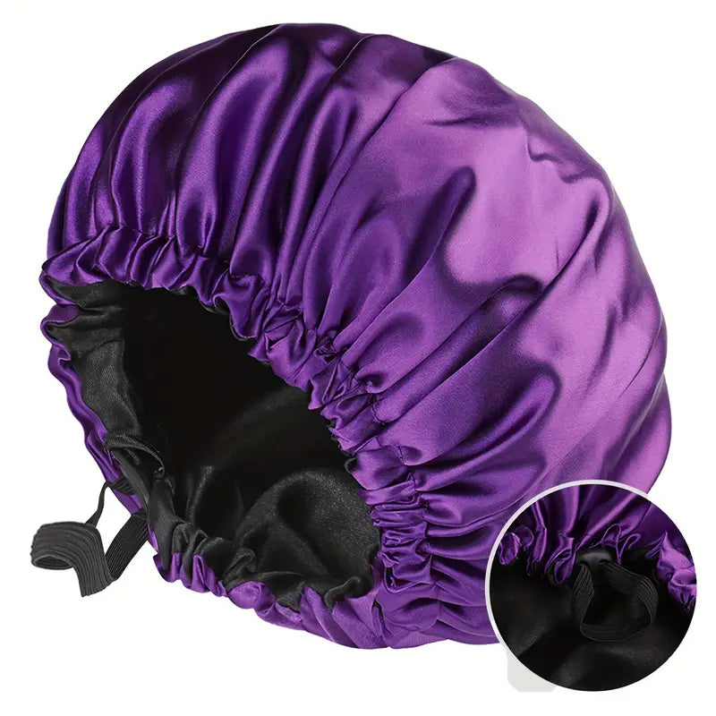 Bonnet de Nuit Réversible en Satin Réglable – Anti-Frisottis, Protection Cheveux Bouclés, Lisses ou Crépus – Confort et Style, Multicolore