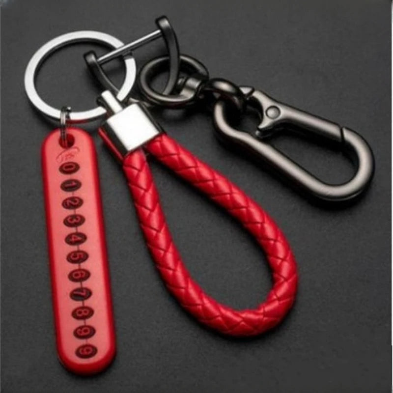 Porte-Clés Voiture Luxe avec Mousqueton, Cordon Tressé & Numérotation – Coque Élégante et Multifonction