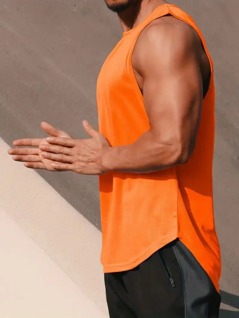 Débardeur de sport homme – Musculation & Fitness – Noir avec inscription motivante “Never Give Up