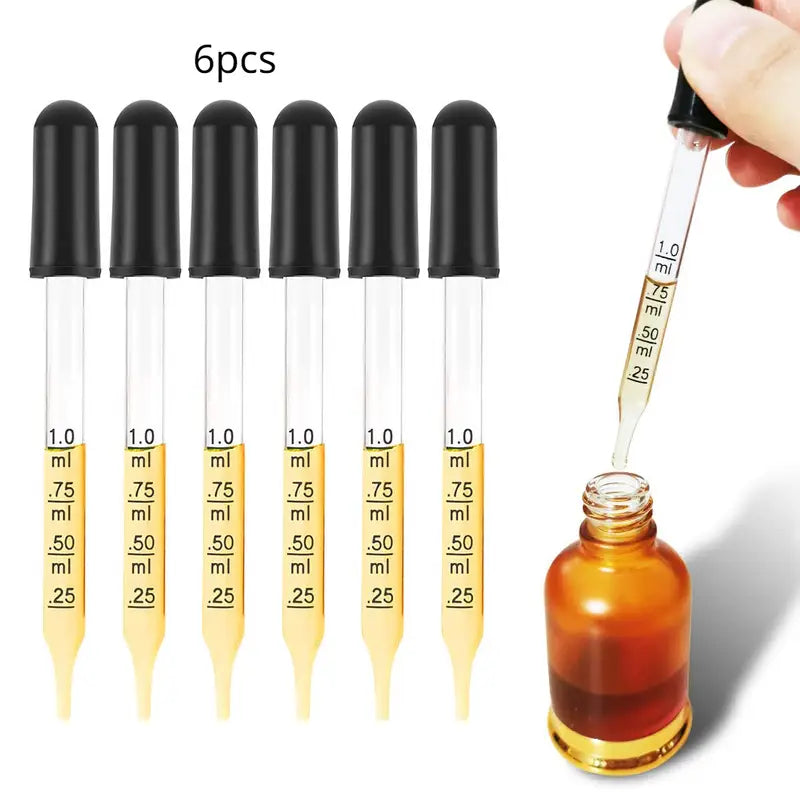 Lot de 6 Pipettes Compte-Gouttes Graduées 1ml – Dosage Précis pour Expériences et Analyses de Laboratoire