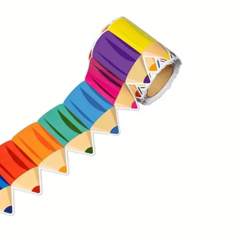 Stickers Crayon Multicolores – Rouleaux d’Autocollants Ludiques pour Décoration de Salle de Classe