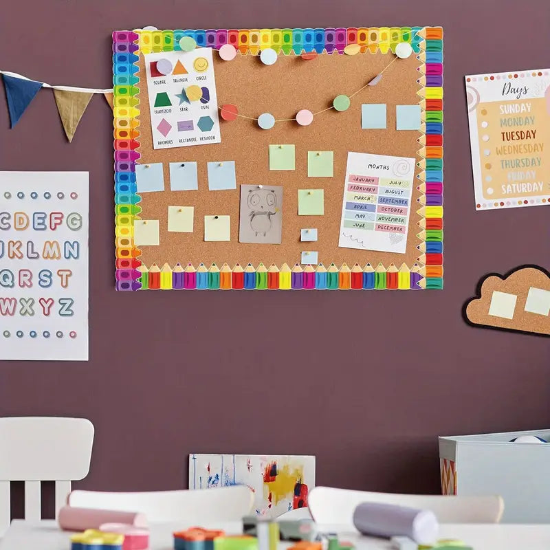 Stickers Crayon Multicolores – Rouleaux d’Autocollants Ludiques pour Décoration de Salle de Classe