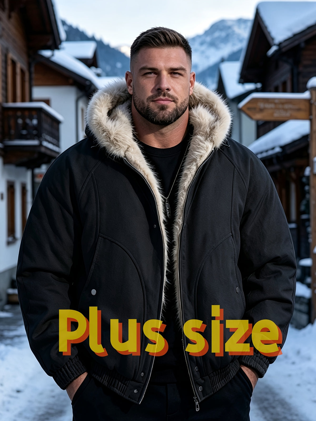 Veste d'hiver à capuche en polaire pour hommes grandes tailles