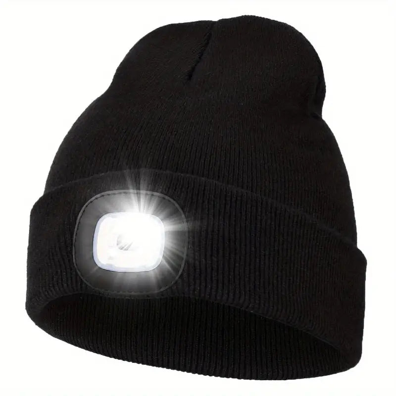 Bonnet homme LED rechargeable jaune fluo – Bonnet lumineux de sécurité pour sport et plein air