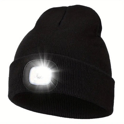 Bonnet homme LED rechargeable jaune fluo – Bonnet lumineux de sécurité pour sport et plein air