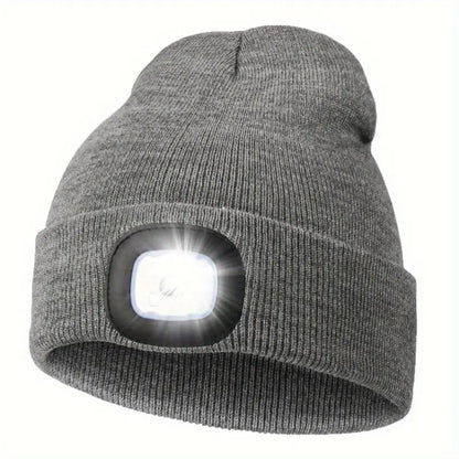 Bonnet homme LED rechargeable jaune fluo – Bonnet lumineux de sécurité pour sport et plein air