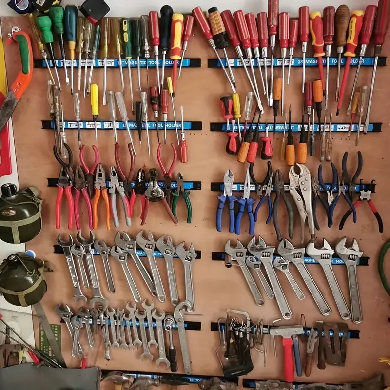 Supports Magnétiques pour Outils – Rangement Mural Organisé pour Tournevis, Clés et Pinces dans Atelier ou Magasin