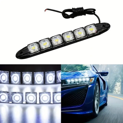 Feux LED DRL Voiture 2x6 LEDs Ultra-Lumineux – Éclairage Diurne Étanche pour Pare-chocs Avant, Style Tuning