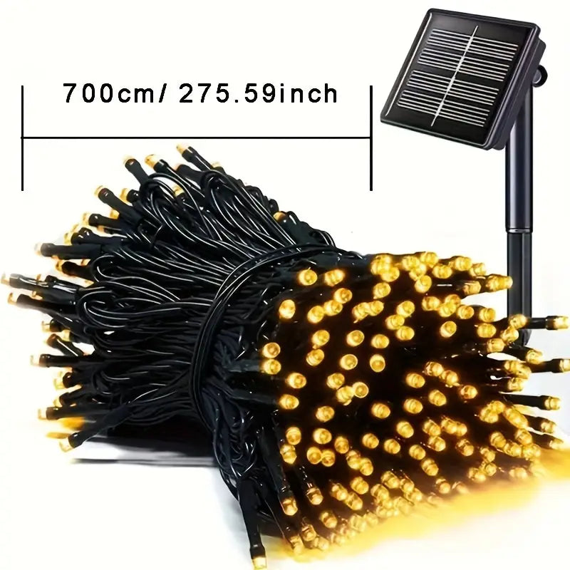 Guirlande Solaire LED Extérieure – 200 LED Étanches pour Jardin, Terrasse ou Balcon – Lumière Chaude à Énergie Solaire