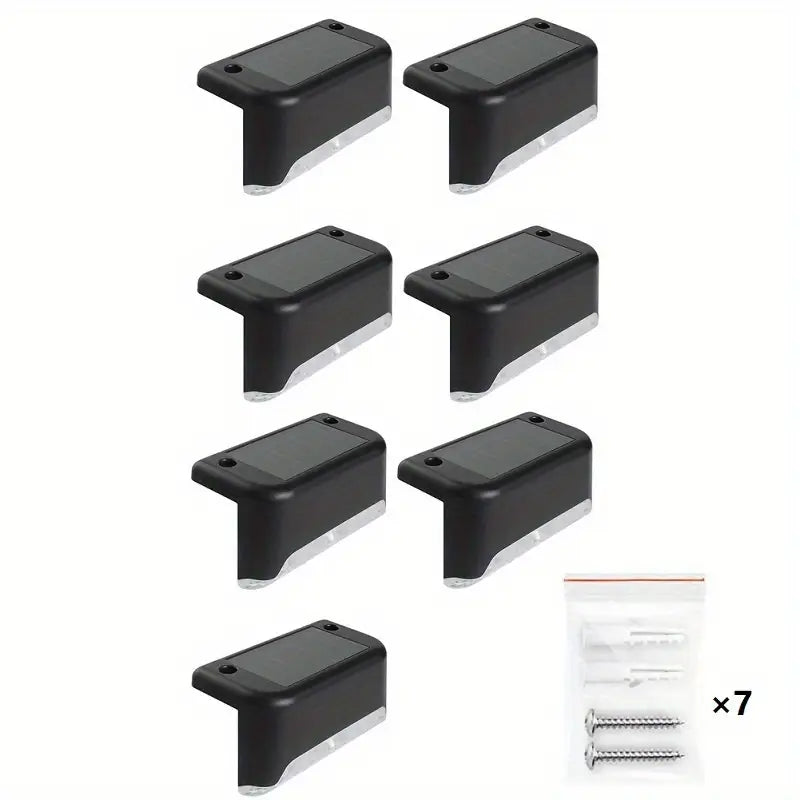Lot de 7 Lampes Solaires LED Extérieures – Éclairage Étanche pour Escaliers, Terrasse et Jardin
