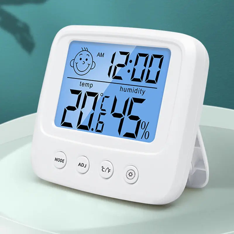 Thermomètre Hygromètre Numérique avec Horloge – Écran LCD Rétroéclairé | Mesure Précise Température & Humidité Intérieure
