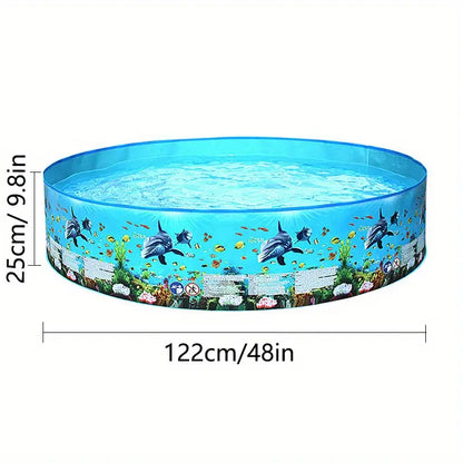 Piscine Hors-Sol Familiale Ronde Grand Bassin Pliable 122/152/183 cm, coloris Bleu