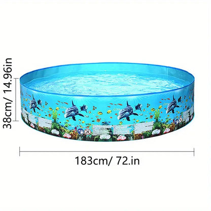 Piscine Hors-Sol Familiale Ronde Grand Bassin Pliable 122/152/183 cm, coloris Bleu