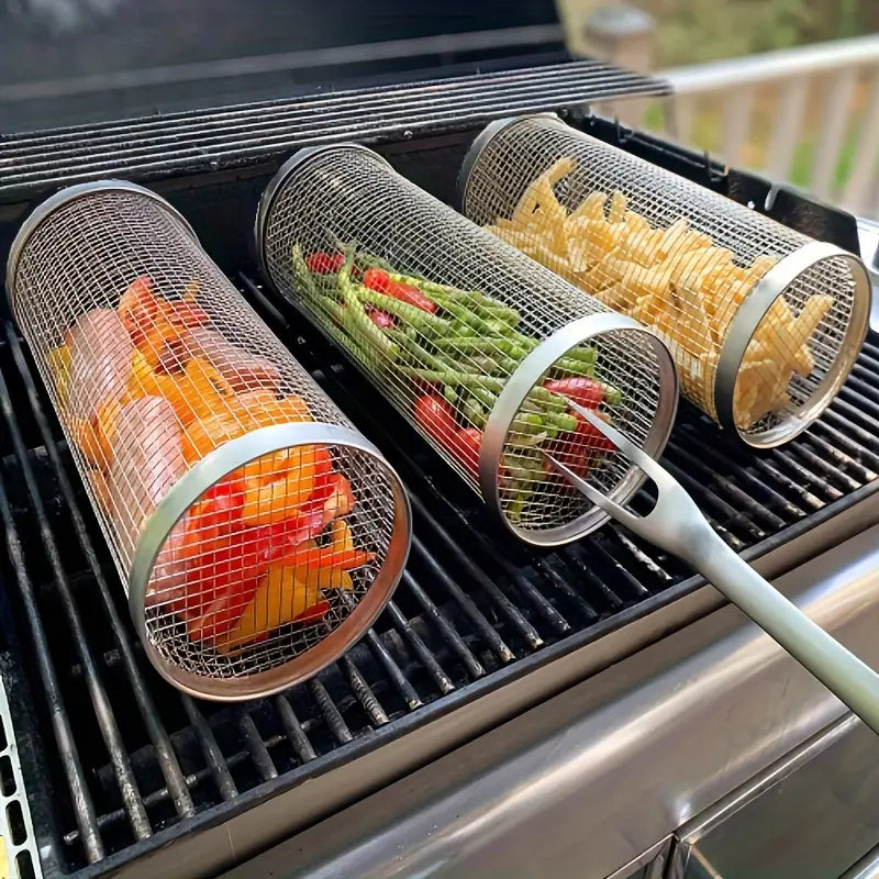 Cylindres rotatifs pour barbecue – Grilles antiadhésives pour légumes, frites et snacks en cuisine d’extérieur