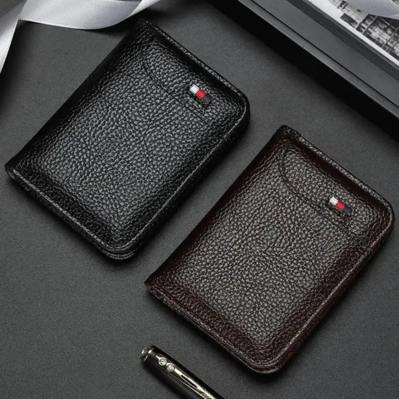 Portefeuille homme en cuir noir – Porte-cartes compact avec multiples compartiments