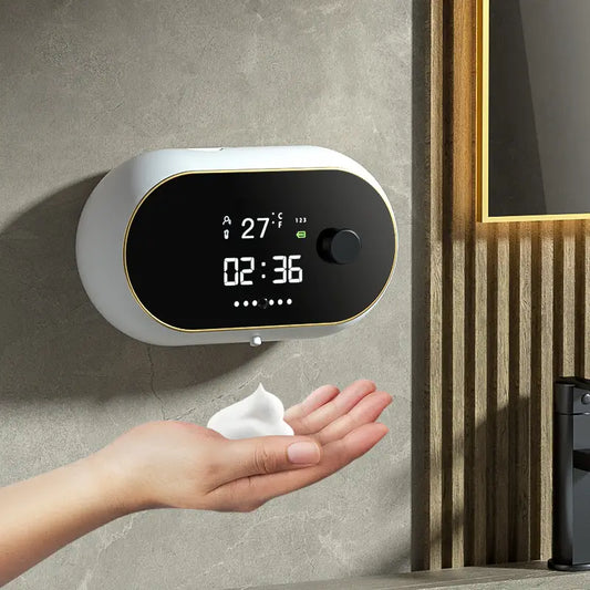 Distributeur Automatique de Savon Mural avec Écran LED – Doseur Intelligent de Mousse pour Hygiène des Mains