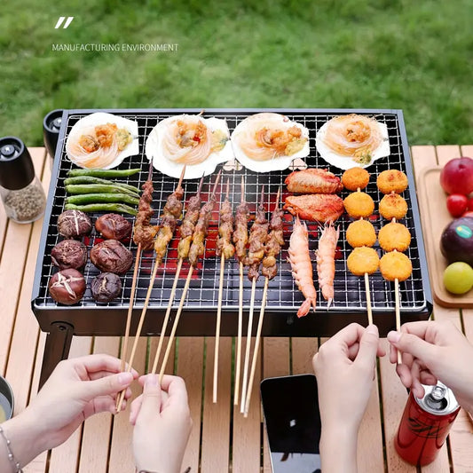 Barbecue portable pliable au charbon – Grill de camping idéal pique-nique et cuisine en plein air