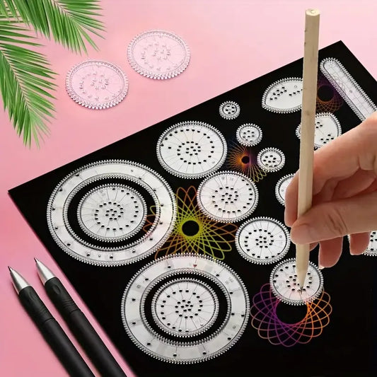 Kit Spirographe Géométrique Transparent – Outil de Dessin Créatif pour Mandalas, Motifs et Spirales Artistiques