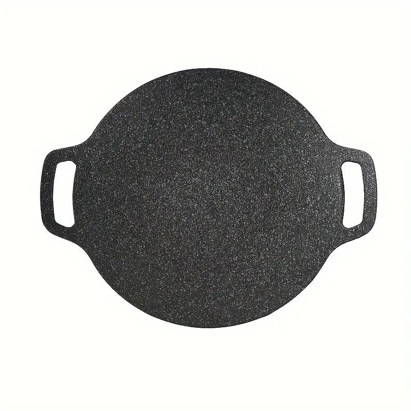 Plancha ronde en fonte antiadhésive – Plaque de cuisson 30cm portable pour barbecue, camping et pique-nique