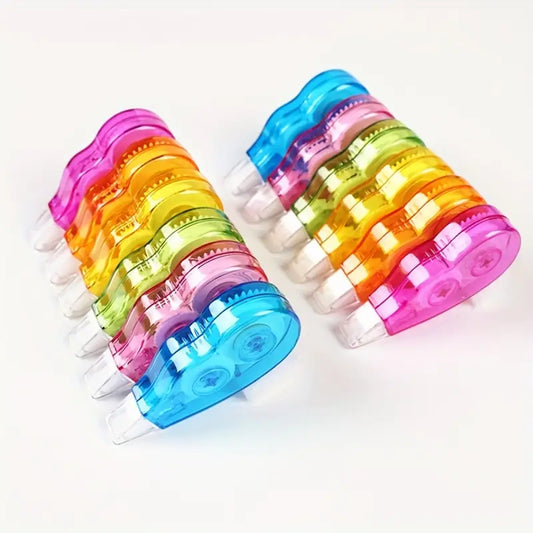 Lot de 10 correcteurs à sec colorés – Rubans de correction transparents pour école et bureau