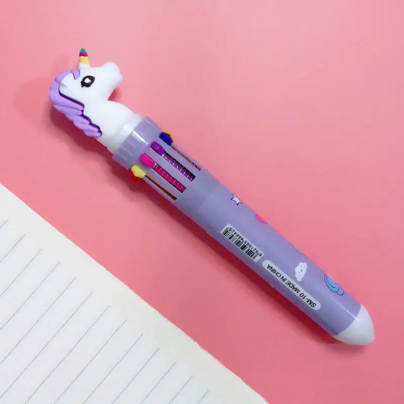 Stylo multicolore licorne 10 en 1 – Stylos fantaisie pour enfants, parfaits pour l’école ou les cadeaux