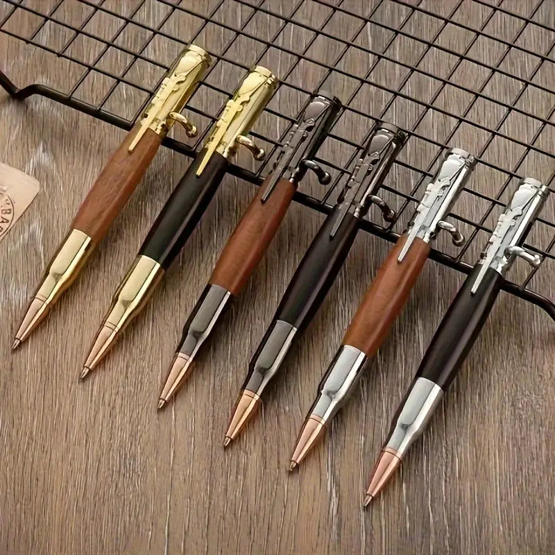 Stylo bille original en bois et métal – Design balle de fusil pour une écriture élégante et masculine