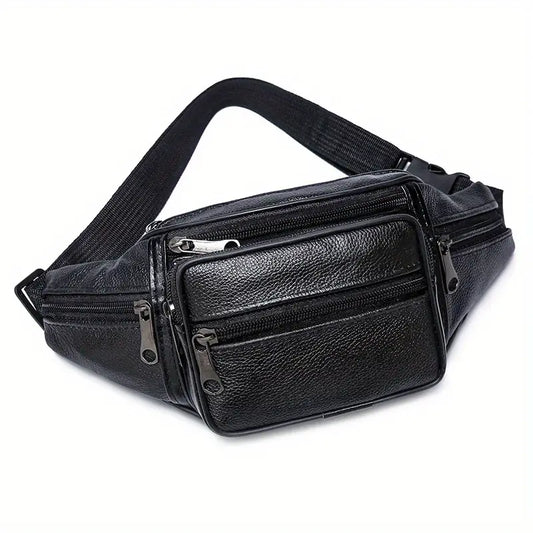 Sac Banane Homme en Simili Cuir – Sacoche Multifonction à Poches Multiples pour Voyage, Sport et Quotidien