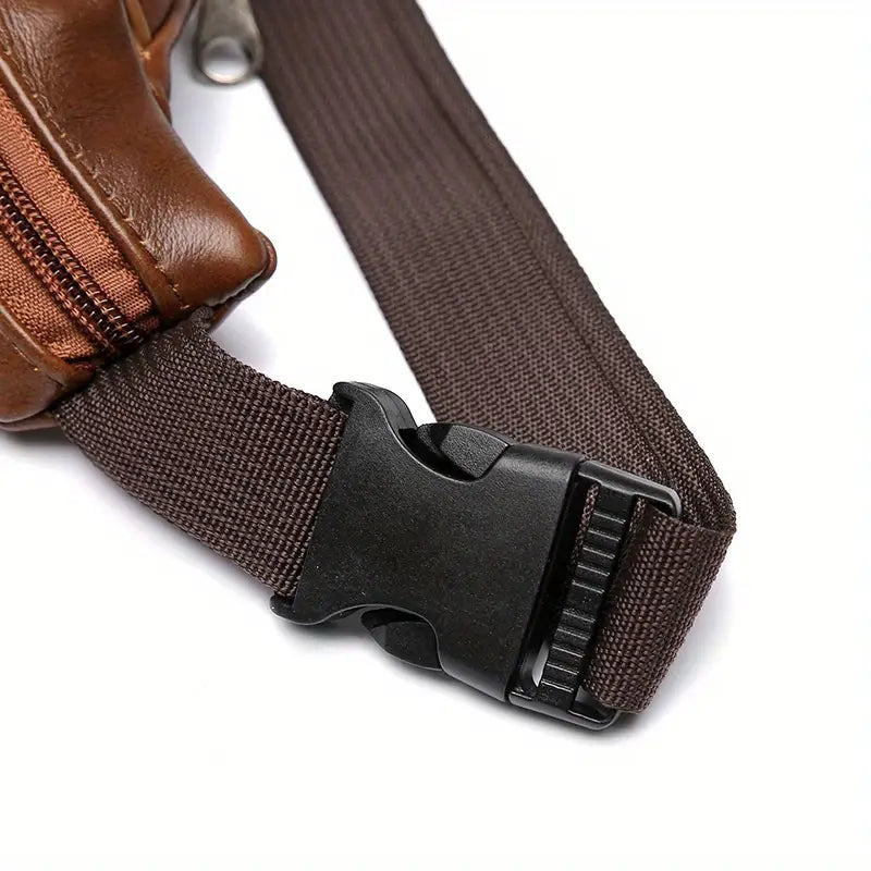 Sac Banane Homme en Simili Cuir – Sacoche Multifonction à Poches Multiples pour Voyage, Sport et Quotidien