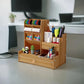 Organisateur de bureau en bois avec tiroir – Rangement multi-compartiments pour fournitures, stylos et accessoires