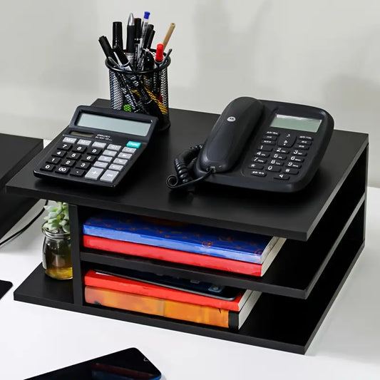 Rehausseur d’écran en bois avec rangements intégrés – Support de moniteur ou PC pour bureau organisé et ergonomique